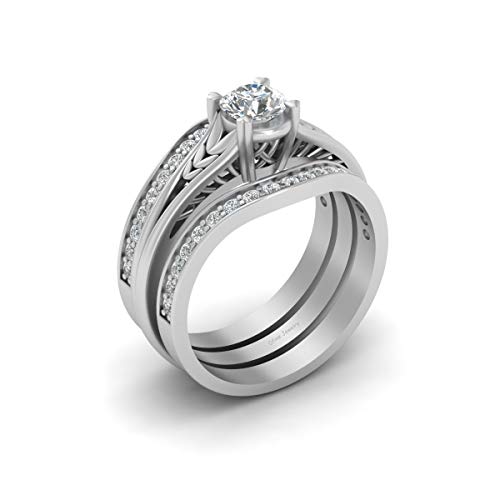 Bague en argent sterling 925 avec diamant blanc rond DFJ pour femme