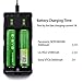 E · SYB M2 Smart Battery Charger, Portable 18650 Li-ion Rechargeable Battery Charger 2 Bay with USB Port for 3.7V Flashlight Headlamp Handheld Fan Battery VTC4 VTC5 VTC6 he2 he4 hg2 25R 30Q
