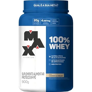 100% Whey Protein Max Titanium | High Protein | Auxilio na Formação de Músculos | Alta Quantidade de Aminoácidos (Cookies & Cream, 900g)