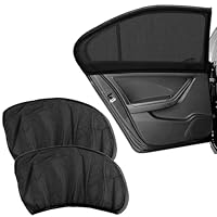 CHENNAN 2 Stück Auto-Mückenschutzgitter, Auto Sonnenschutz Seitenscheibe, Autofenster-Moskitonetze Seitenfenster-Netze, Praktisch für Schützt Baby Kinder Haustiere Erwachsene (Schwarz, Heckscheibe)