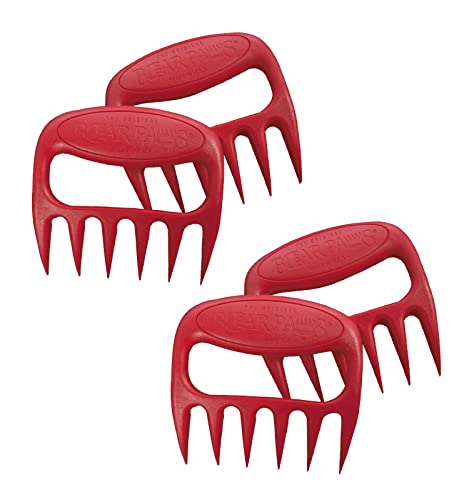 Bear Paws Meat Claws, 2 Pairs (Red) - The Original Meat Shredder Claws, USA Made - Easily Lift, Shred and Serve Meats - Ultra-Sharp, Ideal Meat Claws for Shredding Pulled Pork, Chicken and Beef… Bear Paws Meat Claws, 2 Pairs (Red) - The Original Meat Shredder Claws, USA Made - Easily Lift, Shred and Serve Meats - Ultra-Sharp, Ideal Meat Claws for Shredding Pulled Pork, Chicken and Beef…