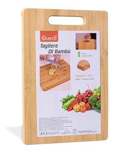 IPEA Tabla de cortar rectangular de madera para verduras, frutas, salami – Tabla de cocina multiusos para cortar y servir aperitivos, pan, verduras, queso – Bandeja de bambú con ojal