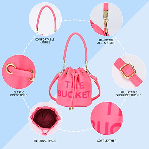 Jqalimovv The Bucket Bags For Women, Mini Leather Bucket Bag Purses Drawstring Closure Crossbody Handbags Hobo Bag thumb #5