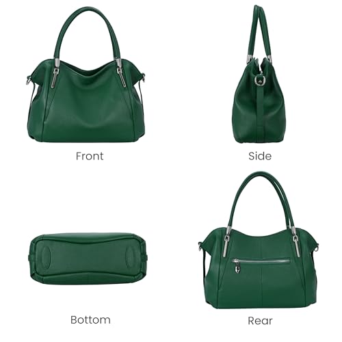 Image of HESHE Leather Shoulder Purses for Women Tote Handbags Satchel Hobo Handbag | Designer Genuine Leather Travel Top Handle Work Bag Ladies Crossbody Purses Adjustable Straps Large Capacity Zippered Closure