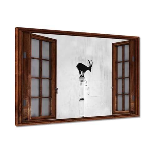 Peinture Banksy Goat 120x80 cm décoration murale pour masquer un mur vide