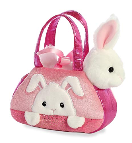 Image of Aurora Fashionable Fancy Pals Peek-A-Boo Bunny Stuffed Animal - On-The-go Companions - Stylish Accessories - Pink 7 Inches