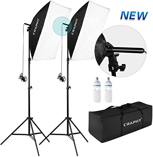 CRAPHY Upgraded 20x28 Photography Lighting Kit Auto Pop-Up Softbox Light Kits 800W 5500K
