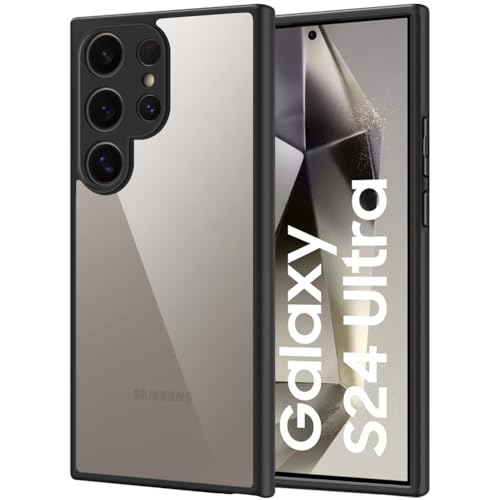 Image of TheGiftKart Ultra-Hybrid Clear Back Cover Case for Samsung Galaxy S24 Ultra 5G | Shockproof Design | Camera Protection Bump | Transparent Back Cover for Samsung S24 Ultra 5G (PC & TPU, Black Bumper)
