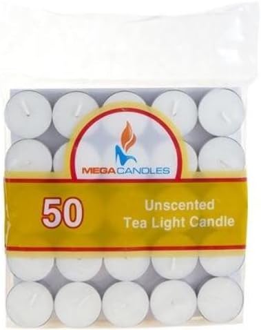 50 pcs Unscented Tea Light Candle in Bag - White, CASE OF 24