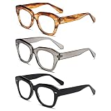 Hubeye 3er-Pack Retro Lesebrille für Damen Übergröße Anti-Blaulicht-Computerlesegerät Niedliche modische Damenbrille +2.0