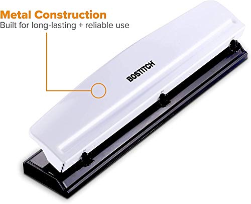 Count Office HP12 3 Hole Punch, 12 Sheet Capacity, Metal, White