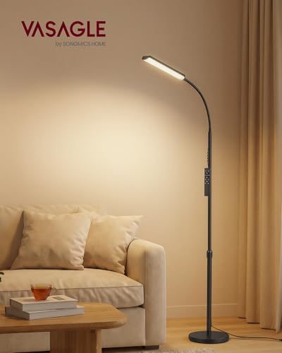 VASAGLE Stehlampe, 3 Farben, 10 Helligkeiten, Schlanke LED Leselampe – Ansicht 2