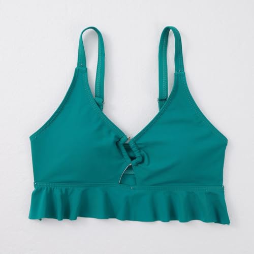 Image of ESHOWEE Girls Swimsuits 2 Piece Bathing Suit Set Toddler Ruffle Tank Top Front Cutout Beach Summer Bikini Swimwear 2-12Y