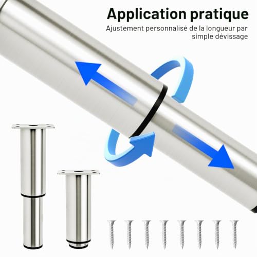 Liuliushun 2 Pcs Pied de Meuble Reglable, 120-180mm Pied Meuble Reglable – vue 3