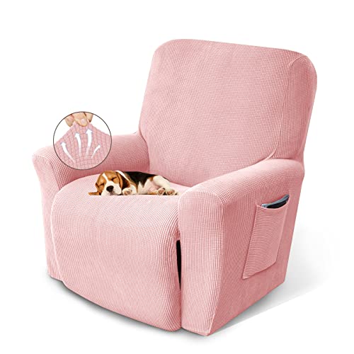 Kekuou Recliner Chair Covers Lazy Boy Recliner Covers Stretch Couch Cover Slipcovers 1 Piece Furniture Protector With Elastic Bottom For Dog,Kids.(Recliner, Dusty Pink) #TOP28