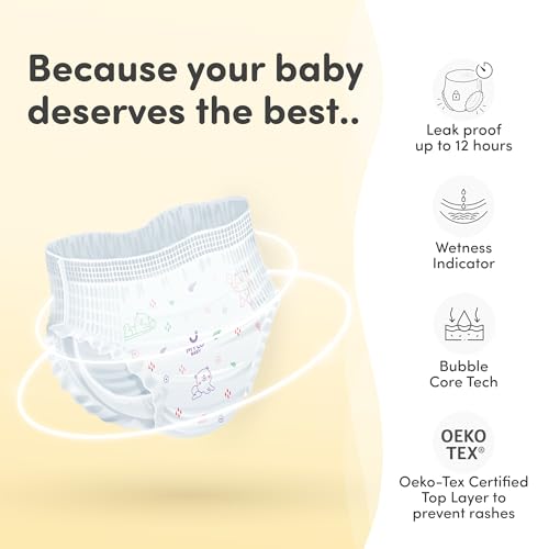 Image of Mylo Baby Diaper Pants Newborn (NB) Size Upto 5 kg Babies (46 Count) Leak Proof | Lightweight | Rash Free | Upto 12 Hours Protection | ADL Technology | with Aloe Vera Lotion