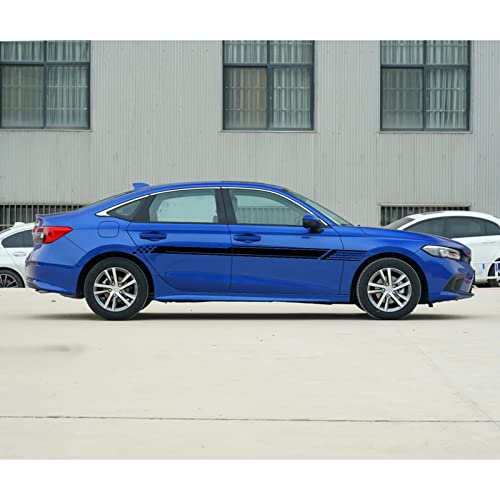 Ramuel Car Body Side Stripe Decal Racing Sport Stripes Stickers Lattice Graphic Vinyl Decals Door Panel Decal Car Sticker Universal For Car Suv Trucks Diy Decor Accessories (2Pcs Black) #TOP6