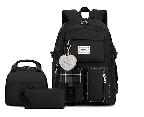 Acmebon Girl Laptop Backpack Set for Women Black
