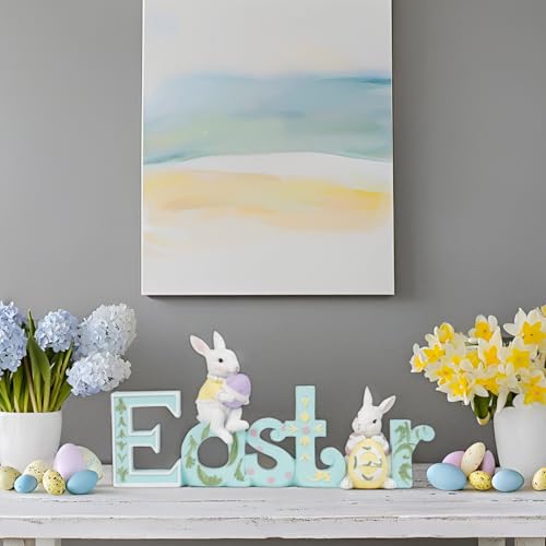 Easter-Tabletop-Decoration-Figurine-Centerpiece-Spring-Bunny-Decor-Hand-Painted-Green-Easter-Word-with-2-Rabbit-Easter-Decorations-for-The-Home-Farmhouse-Party-1175275575-in-Newman-House-Studio Easter Tabletop Decoration Figurine Centerpiece Spring Bunny Decor Hand Painted Green Easter Word with 2 Rabbit Easter Decorations for The Home Farmhouse Party 1175275575 in Newman House Studio