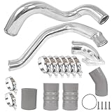 Turbo Intercooler kit Pipe Boot and Intake Elbow for 2003-2007 Ford F250 F350 F450 F550 Super Duty Intercooler Pipe Boot kit 6.0L Powerstroke Diesel-Silver