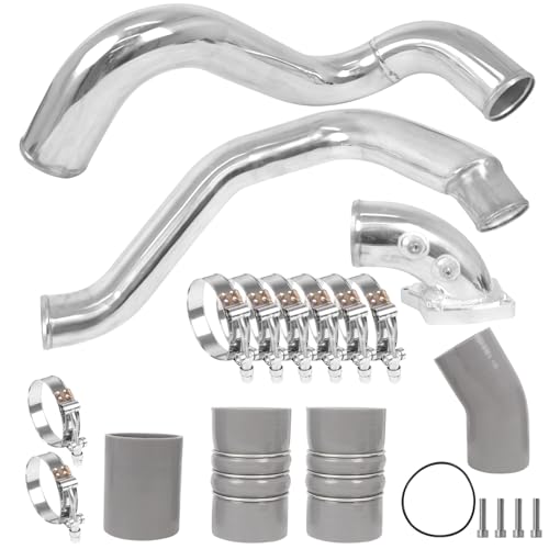 Turbo Intercooler kit Pipe Boot and Intake Elbow for 2003-2007 Ford F250 F350 F450 F550 Super Duty Intercooler Pipe Boot kit 6.0L Powerstroke Diesel-Silver