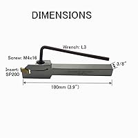 Vista 3 de Soporte de separación para ranurado de torno indexable de 12 pulgadas y 38 pulgadas con 10 piezas GTN- SP200 niquelado resistente ZQ1212R02 a mano