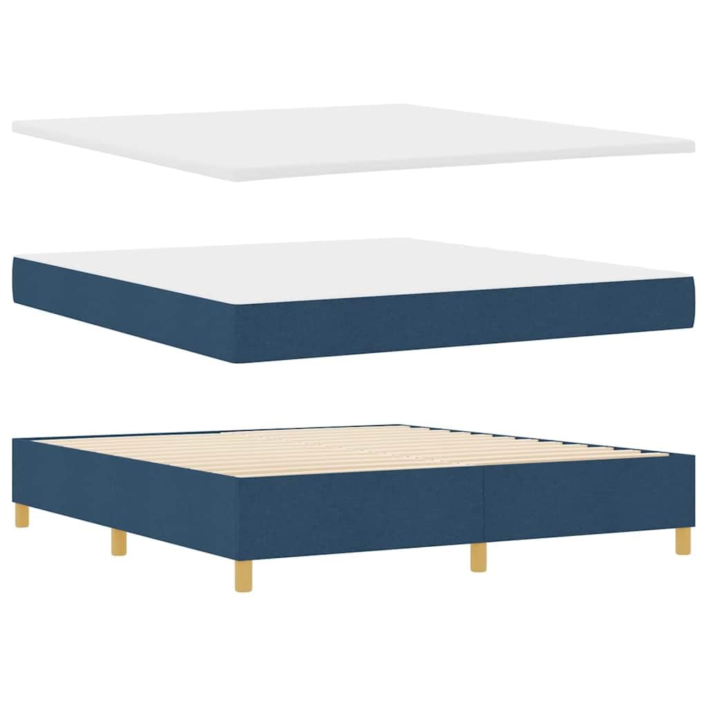 Cama con somier con tiras de luz LED, azul, 180 x 200 cm, tejido ajustable, cabecero de cama de resistencia media, somier de lamas, alimentado por USB, estructura de madera estable, cama de