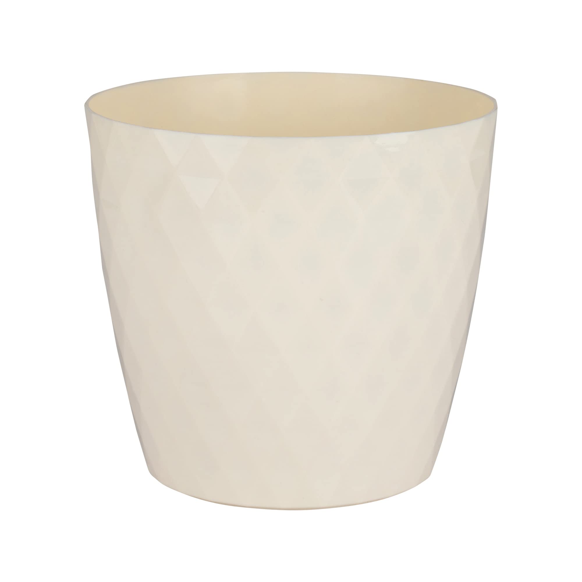 Home Garden Ornaments Ecru Crystal Plant Pots Indoor, Indoor Plant Pot - Decorative Plastic Flower Pots With Glossy Crystal Surface (Diameter: 12Cm, Colour: Cream)