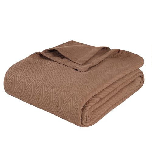 Superior 100% Cotton Blanket Oversized Throw, Woven Blanket for Couch, Bed, Bedding, Farmhouse, Home Essentials, Cute and Cozy Bohemian Blankets, Herringbone Weave, Throw, Taupe
