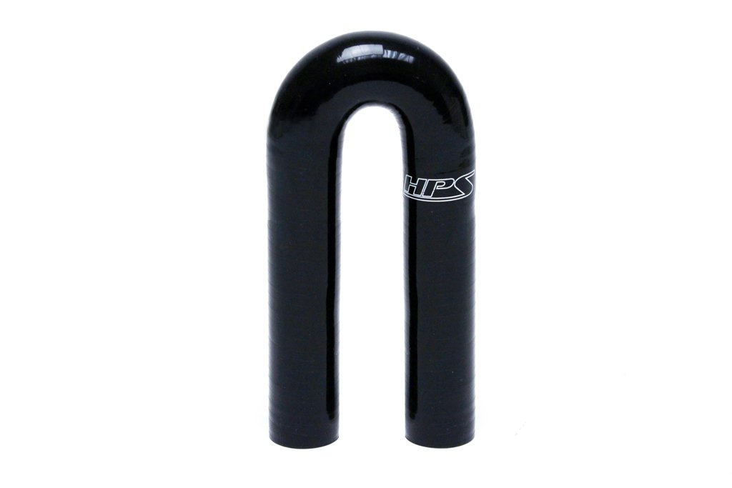 HPS Performance HTSEC180-062-BLK Silicone High Temperature 4-Ply Reinforced 180 Degree U Bend Elbow Coupler Hose, 80 psi Maximum Pressure, 5/8 ID, Black