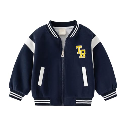 Kids Baseball Jackets Boys Fit Varsity Jacket Casual Lightweight Zip Up Long Sleeve Cardigan School Coat With Pockets