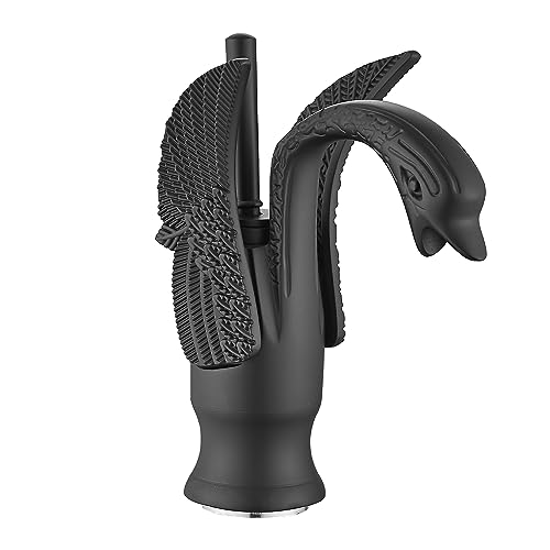 GGStudy Bathroom Faucet Matte Black Swan Single Handle 1 Hole Bathroom Vanity Faucet Basin Tap Deck Mount Lavatory