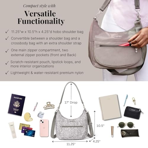 Image of Baggallini Modern Pocket Half Moon 11 inchx10.5 inch Shoulder Women W /Replaceable Straps Converts to Crossbody Bag