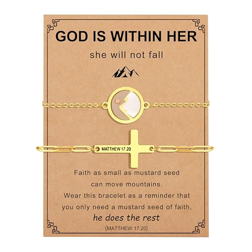 JoycuFF Christian Gifts for Women Mustard Seed Bracelets Christian Bracelets Baptism Confirmation First Communion Gifts Religious Jewelry for Women