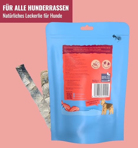RiNa`s 100% Kabeljau & Lachs - Natürliche Hundeleckerli aus Fisch - Gefüllte Stangen 140g