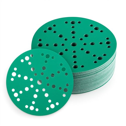 Husbra Enetics 6-Inch Abrasive Sanding Discs 50 Pack 220 Grit Sandpaper, 49-Hole Hook and Loop Film Backing Sanding Discs Compatible with Festool Sanders