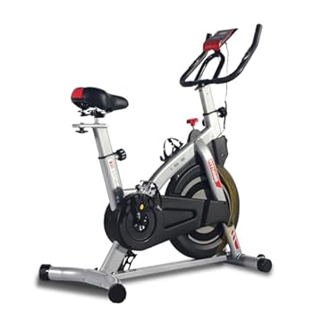 ISE Cyclette da Casa, Cyclette da Fitness per Interni, Cyclette per Casa con Volano 8KG, Sensore Cardiaco/Schermo/Ruota di Trasporto, Cyclette Professionale Ergonomica, Cyclette con Resistenza