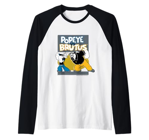 Popeye The Sailor Man Vs Brutus Bluto Retro Comic Raglan Baseball Tee