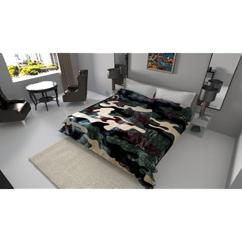 SOLARON Army Blanket l Korean Super Thick Heavy Weight Silk Soft Reversible Cobias Bed Comforter Bedspread Bedding King Queen Twin Winter Warm All Season Throw (Camouflage, Twin) Cover