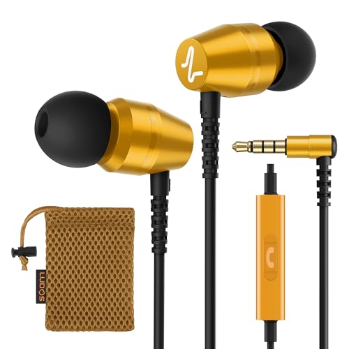 Ludos OMNITONE Auriculares In Ear con Cable y Microfono, 5 Años de Garantía, Auricular con Jack, Cascos Musica con Graves Potentes, para iPhone, iPad, Samsung, Xiaomi, Huawei, Gaming, Móvil   Dorado