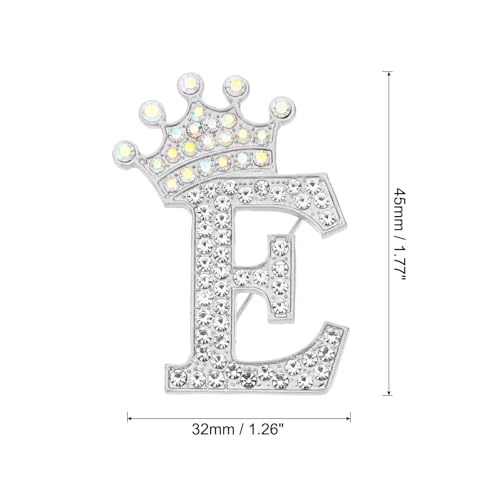 Image of PATIKIL Letter Brooch Pins, Crown Initial Rhinestone Alphabet Letter Lapel Badges Pin for Women Suits