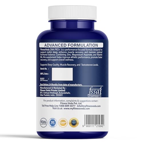 Image of ZMA Pro+ 60 Capsules - Zinc Magnesium Aspartate with Vitamin B6 - Muscle Recovery,Immune Booster, Testosterone Support & Energy Metabolism - Supplement for Men & Athletes