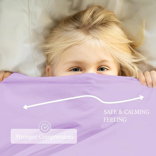 Image of Sensory Bed Sheet for Deep Pressure Therapy - Spandex Bed Sheet - Sensory Compression Blanket for ADHD, Autism - Breathable & Hypoallergenic, Lila, Full Size