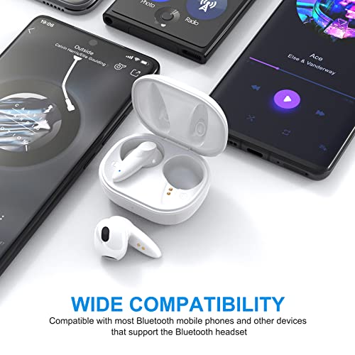 Funda resistente ACAGET y audífonos Bluetooth 5.1 blancos miniatura 3