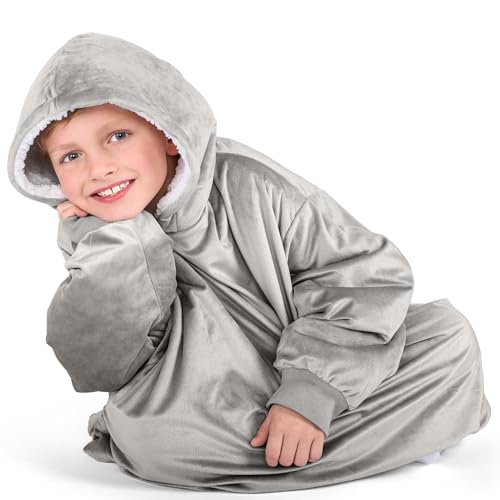 Image of Bare Home Wearable Blanket Hoodie - Soft Plush Sherpa - Warm and Cozy - Oversized Wearable Blanket