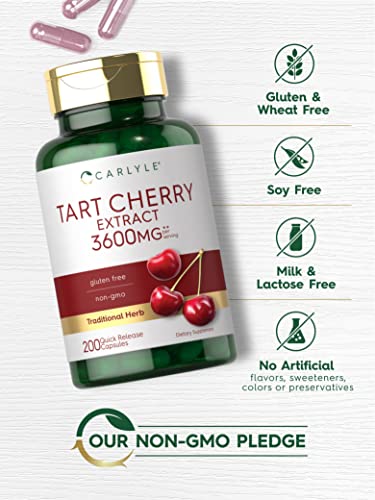 image for Carlyle Tart Cherry Extract Capsules | 200 Count | Non-GMO and Gluten 