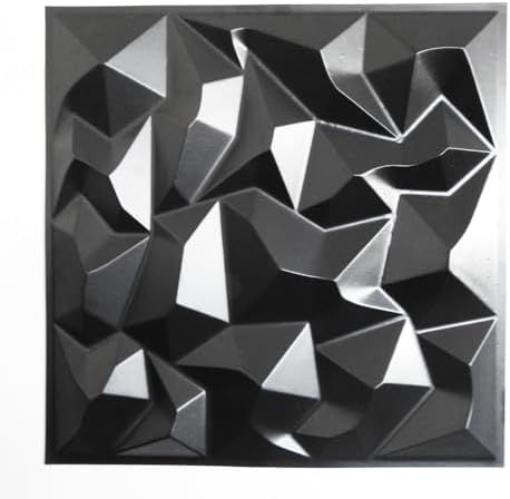 Kit com 10 Placas 3D Revestimento de Parede com Relevo (PRETA, DI...