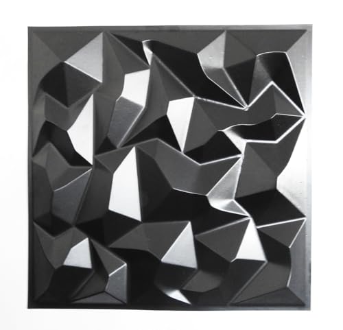 Kit com 10 Placas 3D Revestimento de Parede com Relevo (PRETA, DI...