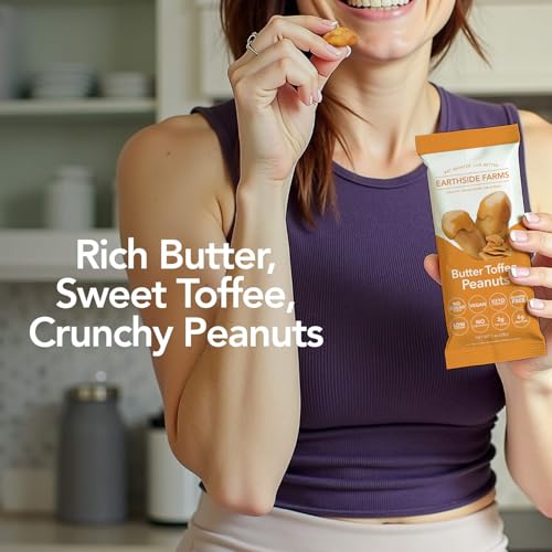 Image of Earthside Farms - Butter Toffee Peanuts, Candied Peanuts, No Sugar Added, Keto Friendly Snack, Non GMO, Plant Protein, Vegan Snack (1oz, 6 pack)