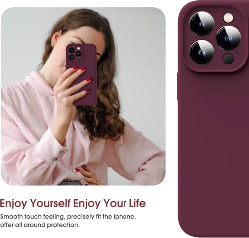 Image of DIZORO Square Candy Case Compatible for iPhone 13 Pro Max Shockproof Slim Back Cover Liquid Silicone Case with Camera Protection (Wine Red)